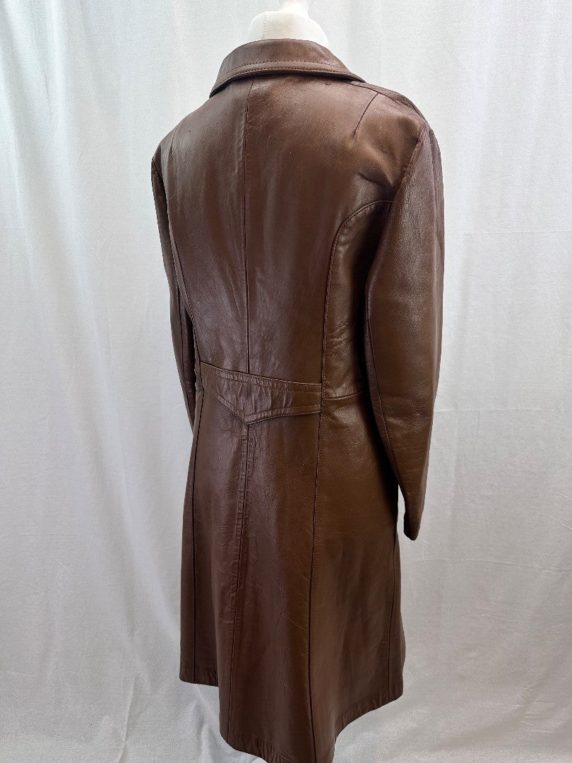 Suede & Leathercraft Tan Button Up Coat Size 12 VGC