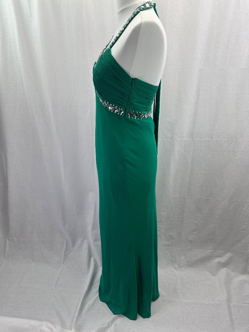 Debut Green Jewelled Evening Dress - Size 12