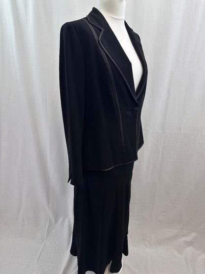 Chesca Black with Satin Edge Detail Skirt & Jacket  Size 16 Excellent Condition