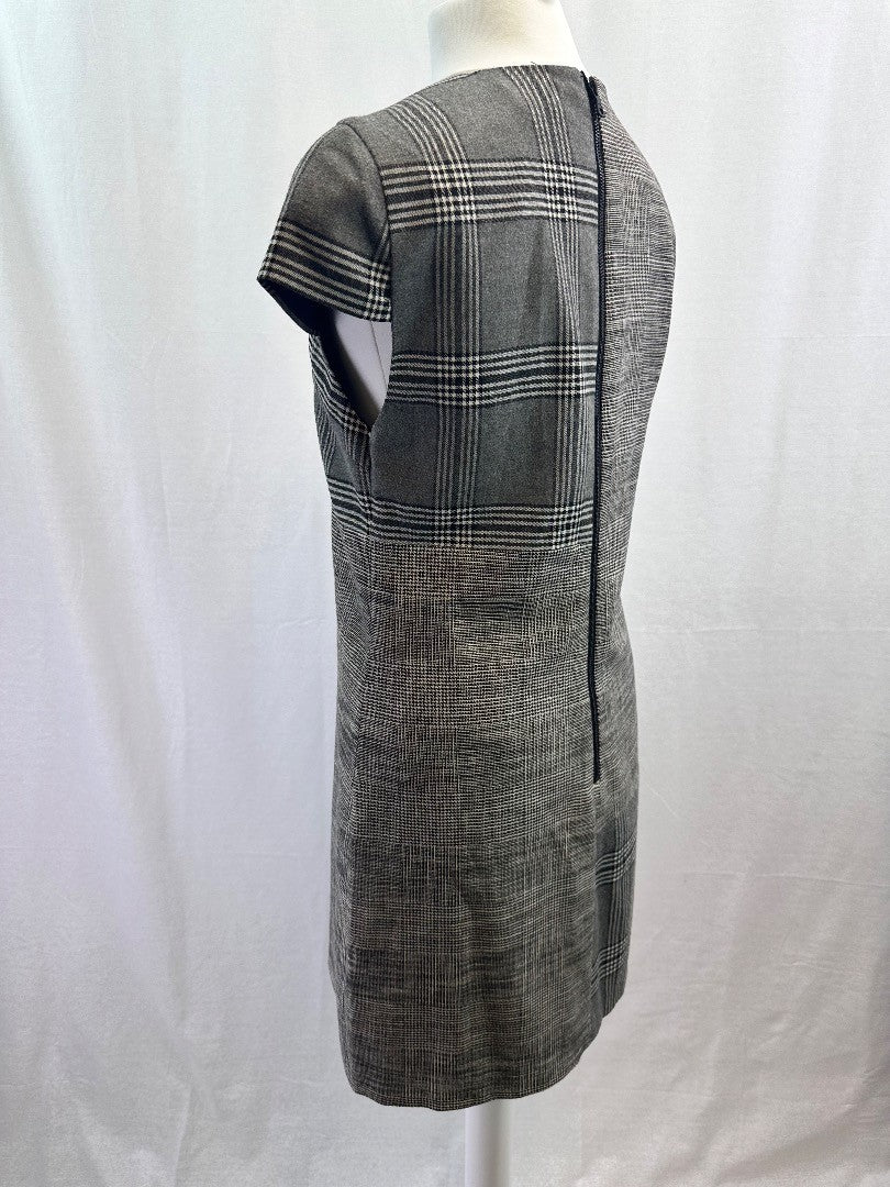 Alice + Olivia Grey Check Plaid Mini Wool Shimmer Dress Size 8 Excellent Condition