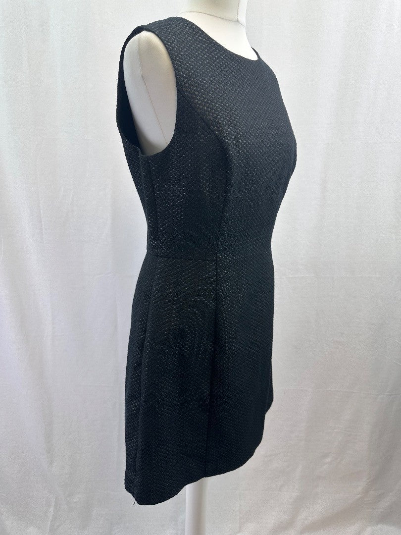 Jack Wills Black Gold Knee Length Lined LBD Dress Size 12 Excellent Condition