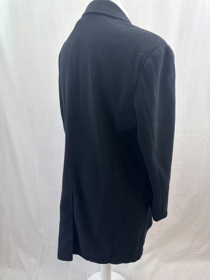 Oliver Stead Black Wool Mid-Length Coat Size L Excellent Condition