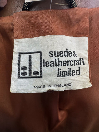 Suede & Leathercraft Tan Button Up Coat Size 12 VGC