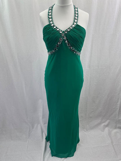 Debut Green Jewelled Evening Dress - Size 12