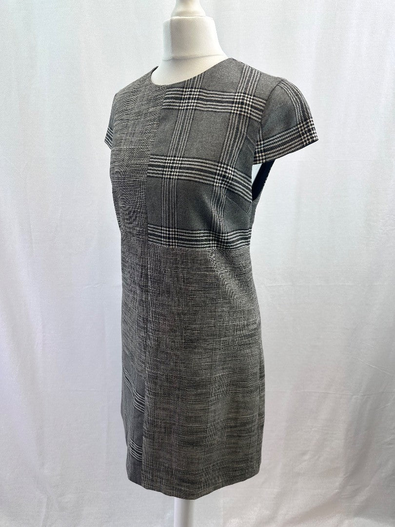 Alice + Olivia Grey Check Plaid Mini Wool Shimmer Dress Size 8 Excellent Condition