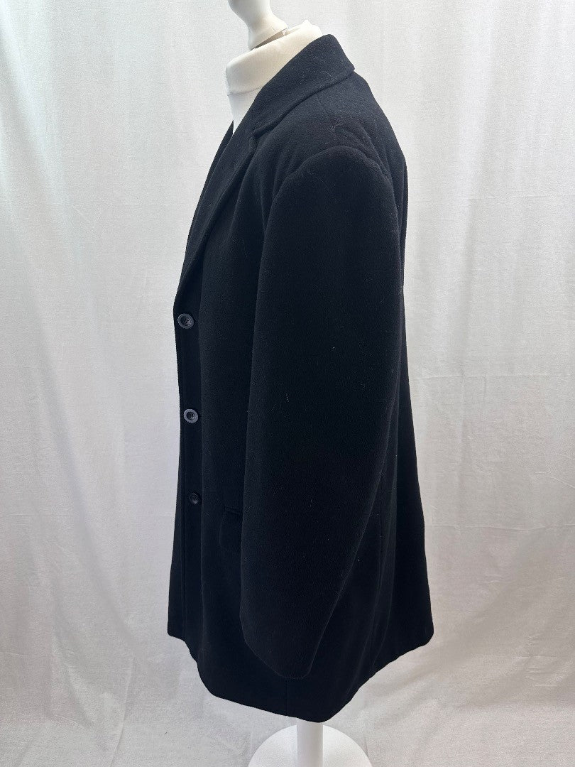 Oliver Stead Black Wool Mid-Length Coat Size L Excellent Condition