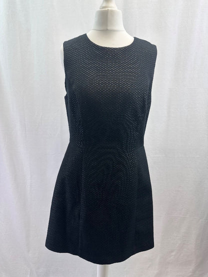 Jack Wills Black Gold Knee Length Lined LBD Dress Size 12 Excellent Condition