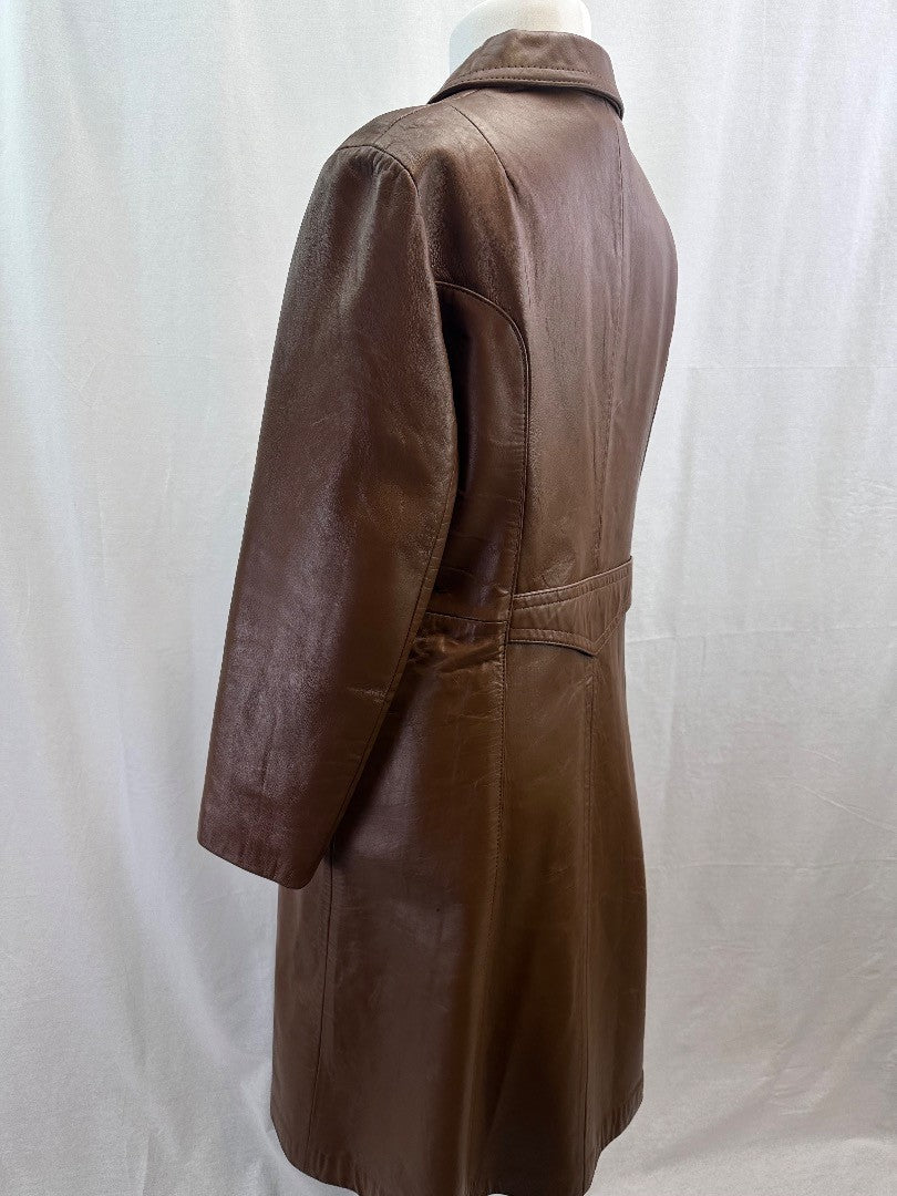 Suede & Leathercraft Tan Button Up Coat Size 12 VGC