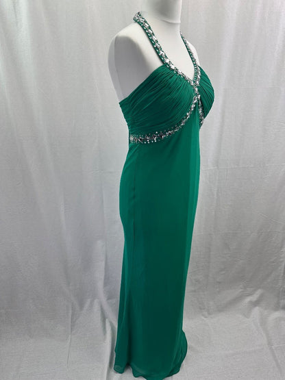 Debut Green Jewelled Evening Dress - Size 12