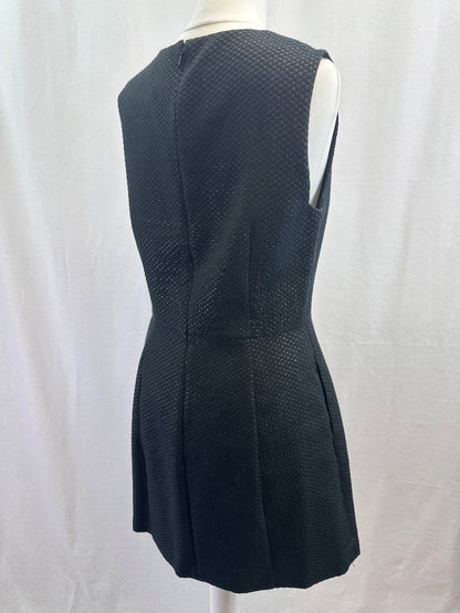 Jack Wills Black Gold Knee Length Lined LBD Dress Size 12 Excellent Condition