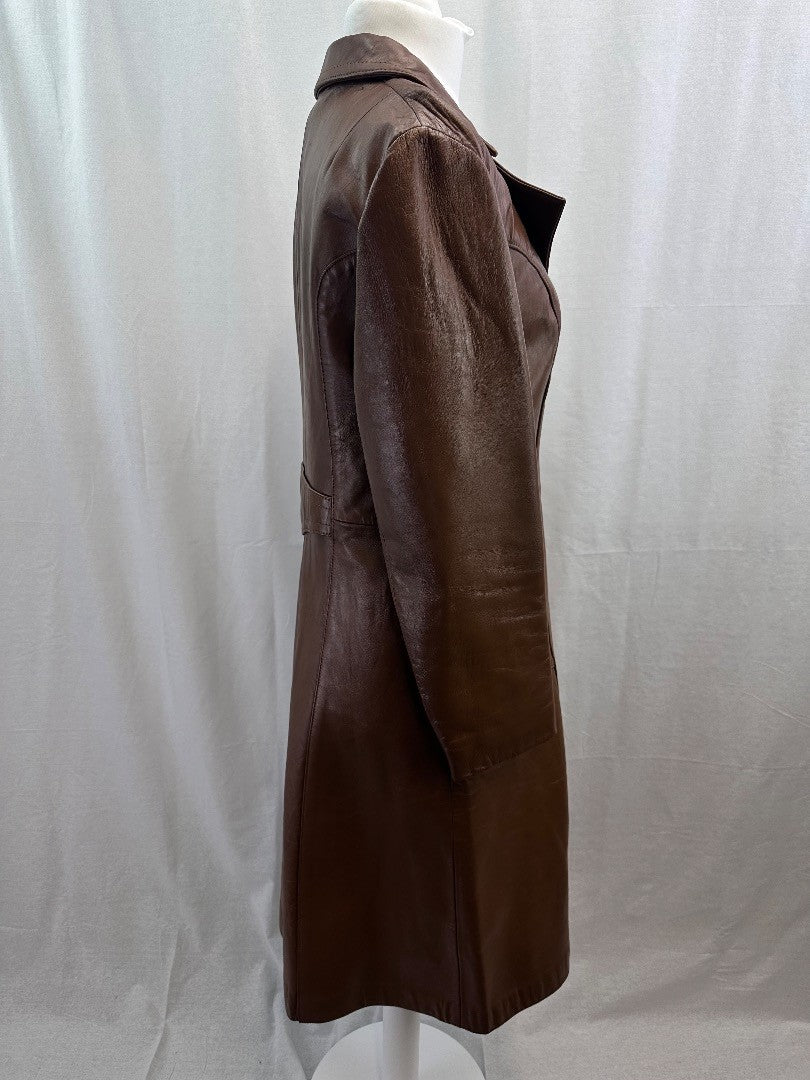 Suede & Leathercraft Tan Button Up Coat Size 12 VGC