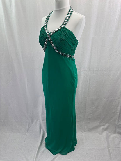 Debut Green Jewelled Evening Dress - Size 12