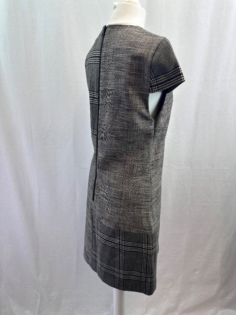 Alice + Olivia Grey Check Plaid Mini Wool Shimmer Dress Size 8 Excellent Condition