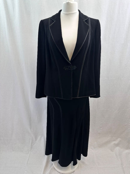 Chesca Black with Satin Edge Detail Skirt & Jacket  Size 16 Excellent Condition