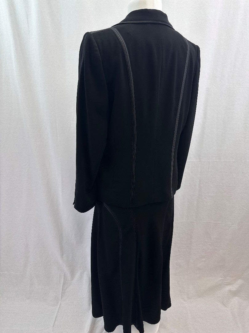 Chesca Black with Satin Edge Detail Skirt & Jacket  Size 16 Excellent Condition