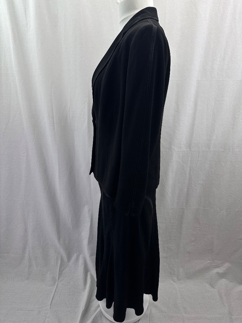 Chesca Black with Satin Edge Detail Skirt & Jacket  Size 16 Excellent Condition