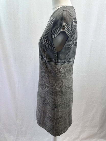 Alice + Olivia Grey Check Plaid Mini Wool Shimmer Dress Size 8 Excellent Condition