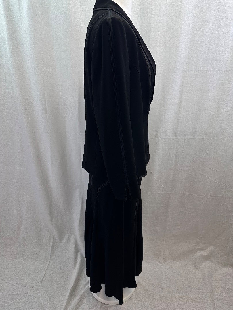 Chesca Black with Satin Edge Detail Skirt & Jacket  Size 16 Excellent Condition