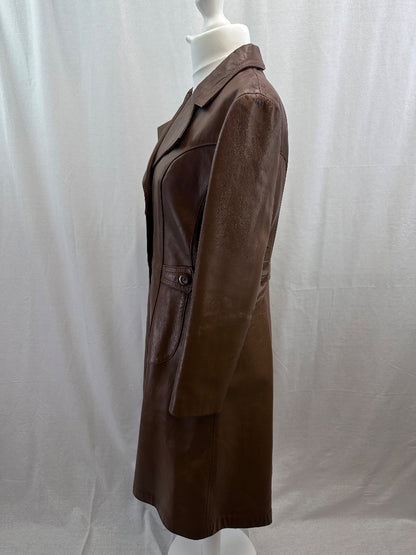 Suede & Leathercraft Tan Button Up Coat Size 12 VGC