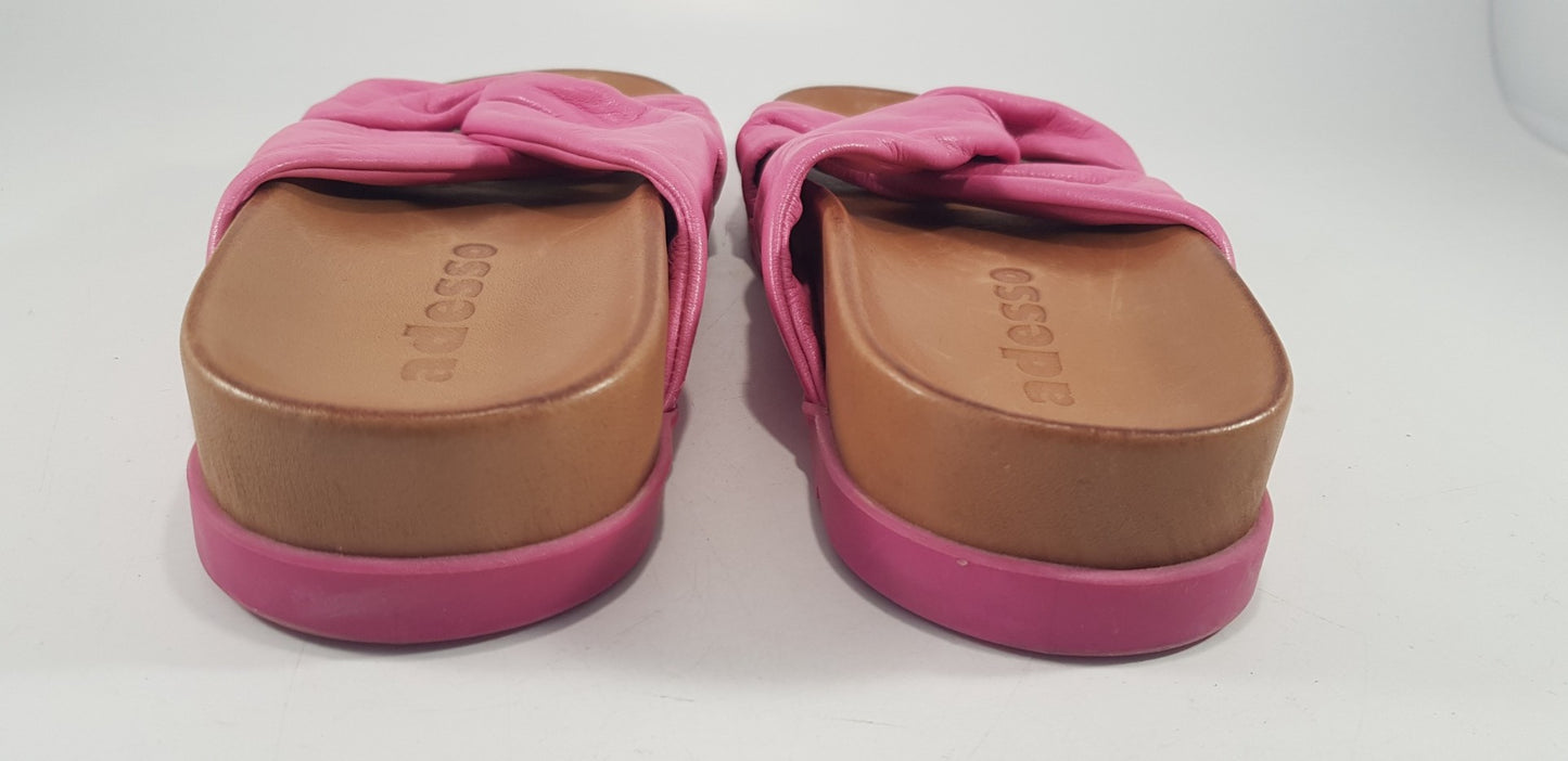 Adesso Pink Leather Slip On Sandals Size 3.5 Euro 36 Nearly New