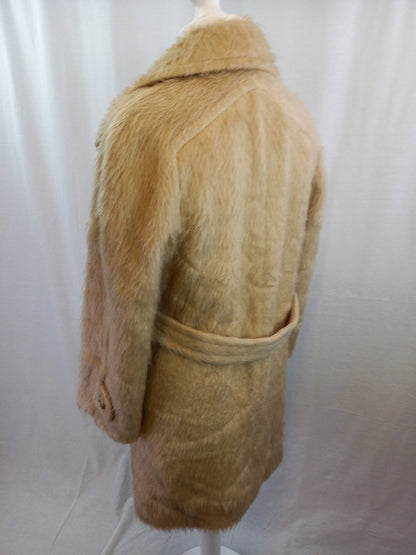 Tricosa Faux Fur Oatmeal Vintage Shaggy Retro Winter Coat - M