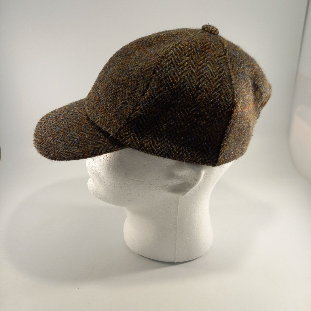 Baseball Cap Genuine Harris Tweed 100% Wool Leather Peaked Hat