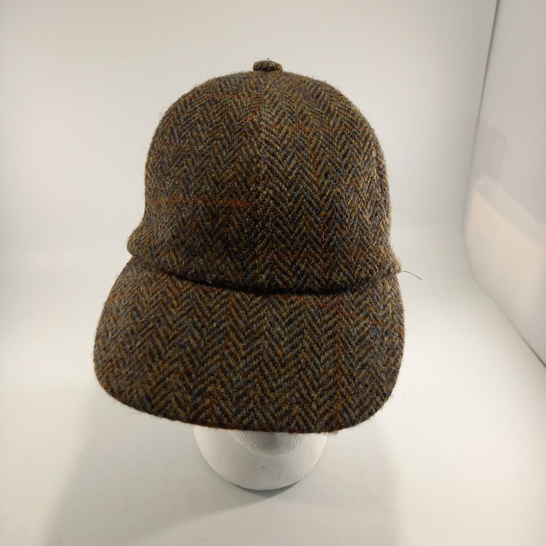 Baseball Cap Genuine Harris Tweed 100% Wool Leather Peaked Hat