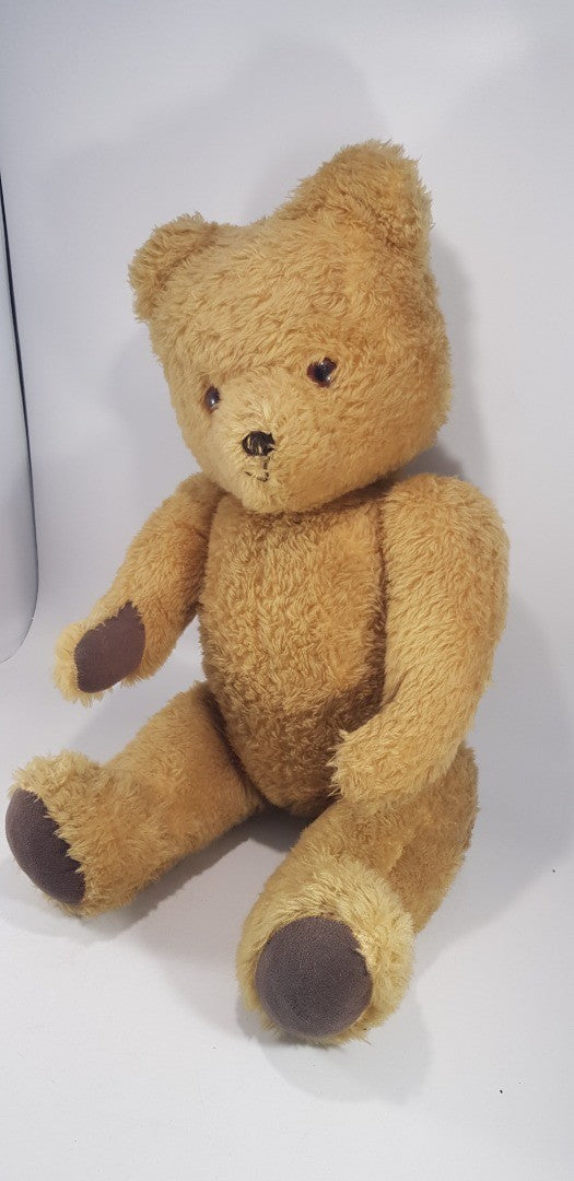 Golden Vintage Jointed Teddy Bear 22'' Tall Felt Paws VGC