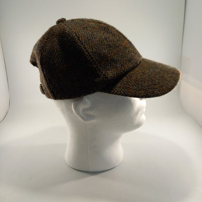 Baseball Cap Genuine Harris Tweed 100% Wool Leather Peaked Hat