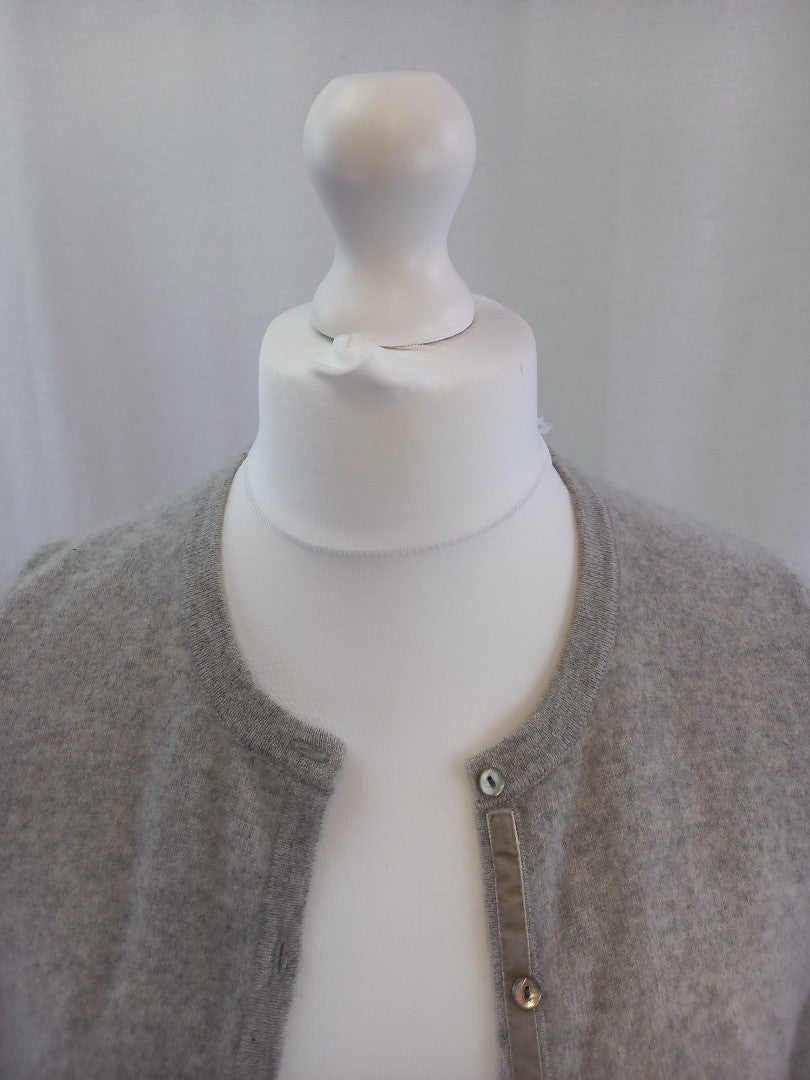 marks and spencer grey cashmere cardigan 16 round neck