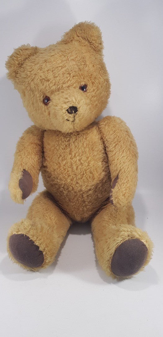 Golden Vintage Jointed Teddy Bear 22'' Tall Felt Paws VGC