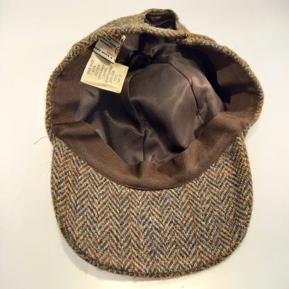 Baseball Cap Genuine Harris Tweed 100% Wool Leather Peaked Hat