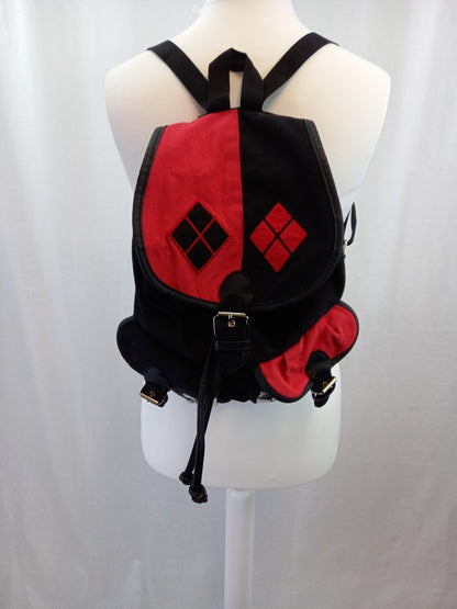 dc comic harley quinn bag backpack black red white