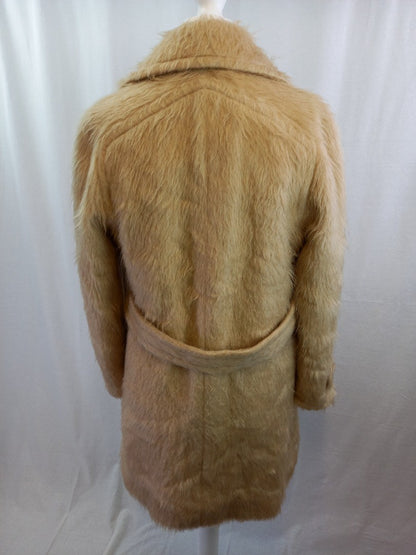 Tricosa Faux Fur Oatmeal Vintage Shaggy Retro Winter Coat - M