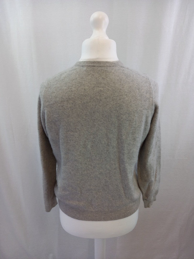 marks and spencer grey cashmere cardigan 16 round neck