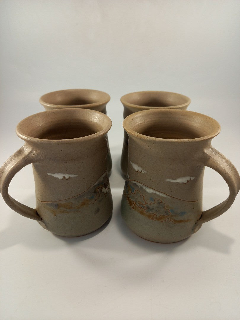 corris pottery studio mugs x4 wales studio brown blue