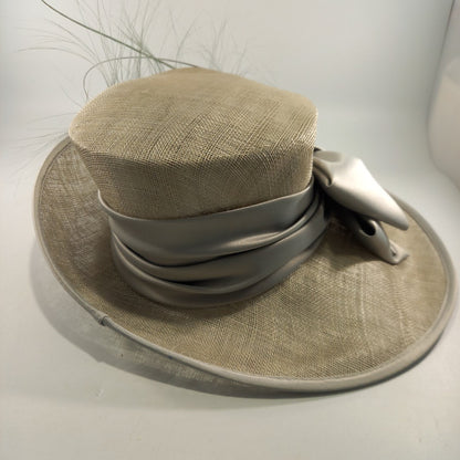 Jane Anne Design Occasion Wedding Hat Grey with Feather Detailing Good Condition