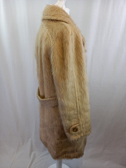 Tricosa Faux Fur Oatmeal Vintage Shaggy Retro Winter Coat - M