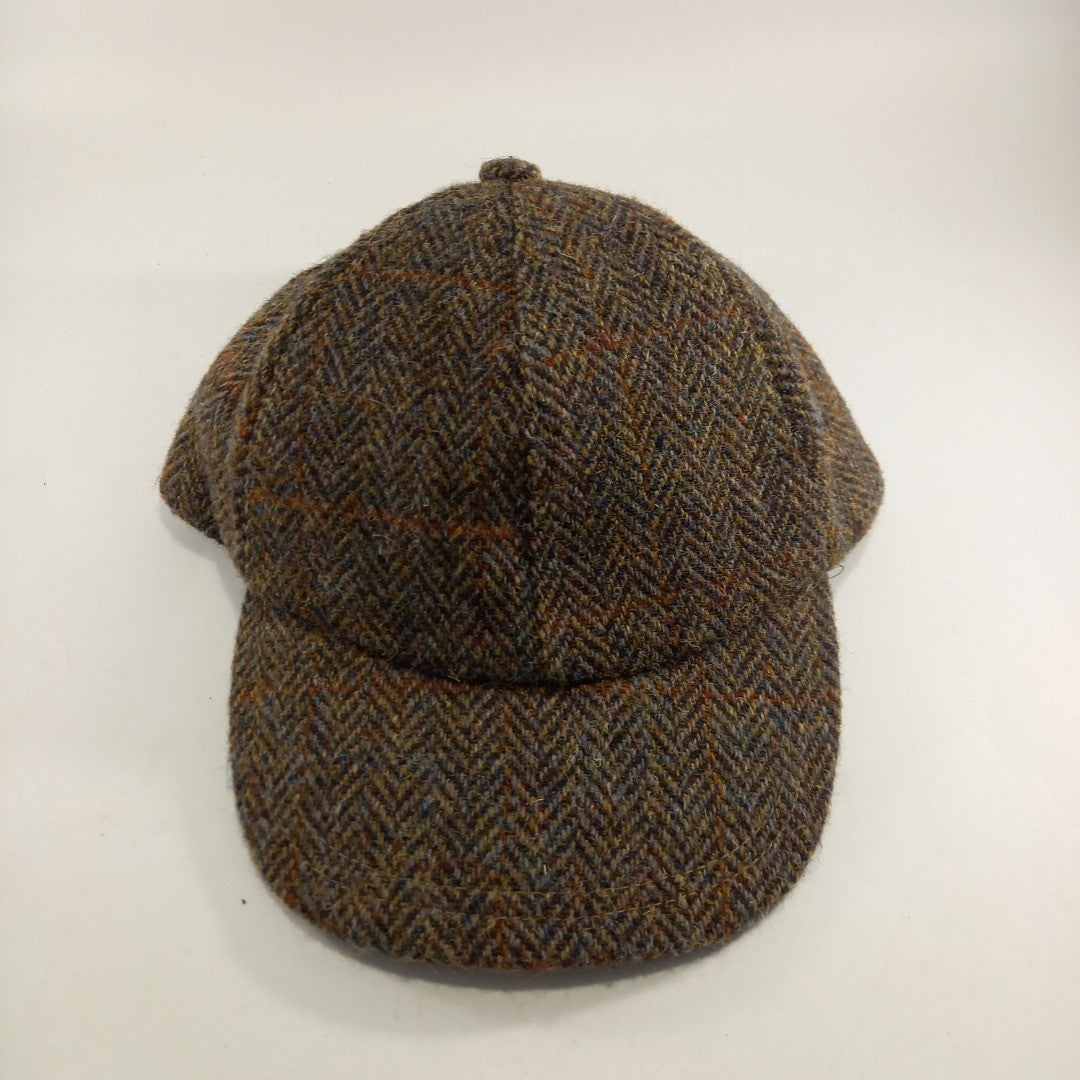 Baseball Cap Genuine Harris Tweed 100% Wool Leather Peaked Hat