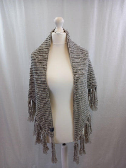 tommy hilfiger grey shawl wool mix fringes