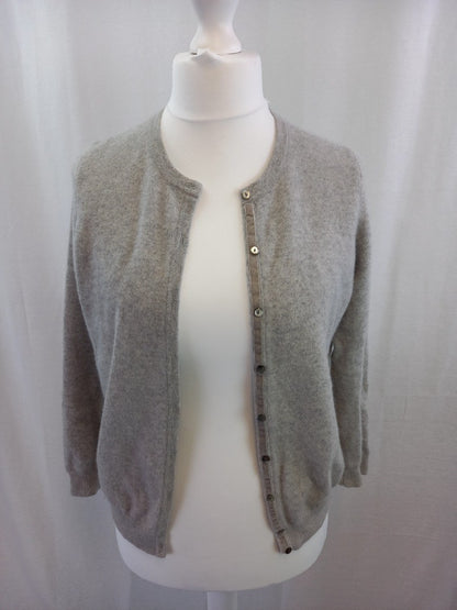 marks and spencer grey cashmere cardigan 16 round neck