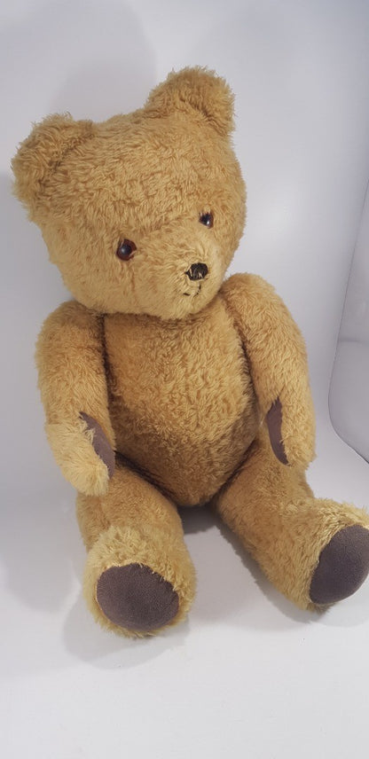 Golden Vintage Jointed Teddy Bear 22'' Tall Felt Paws VGC