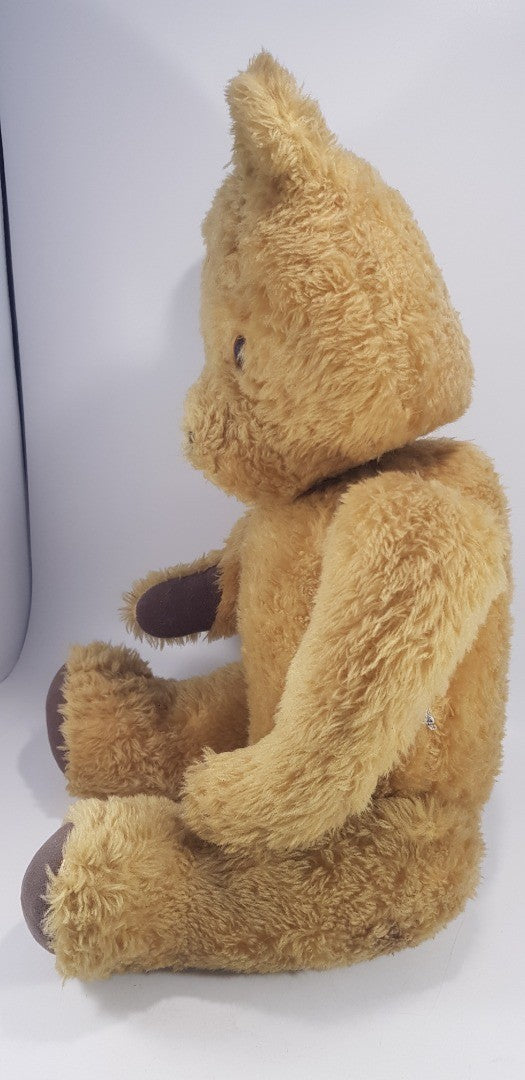 Golden Vintage Jointed Teddy Bear 22'' Tall Felt Paws VGC