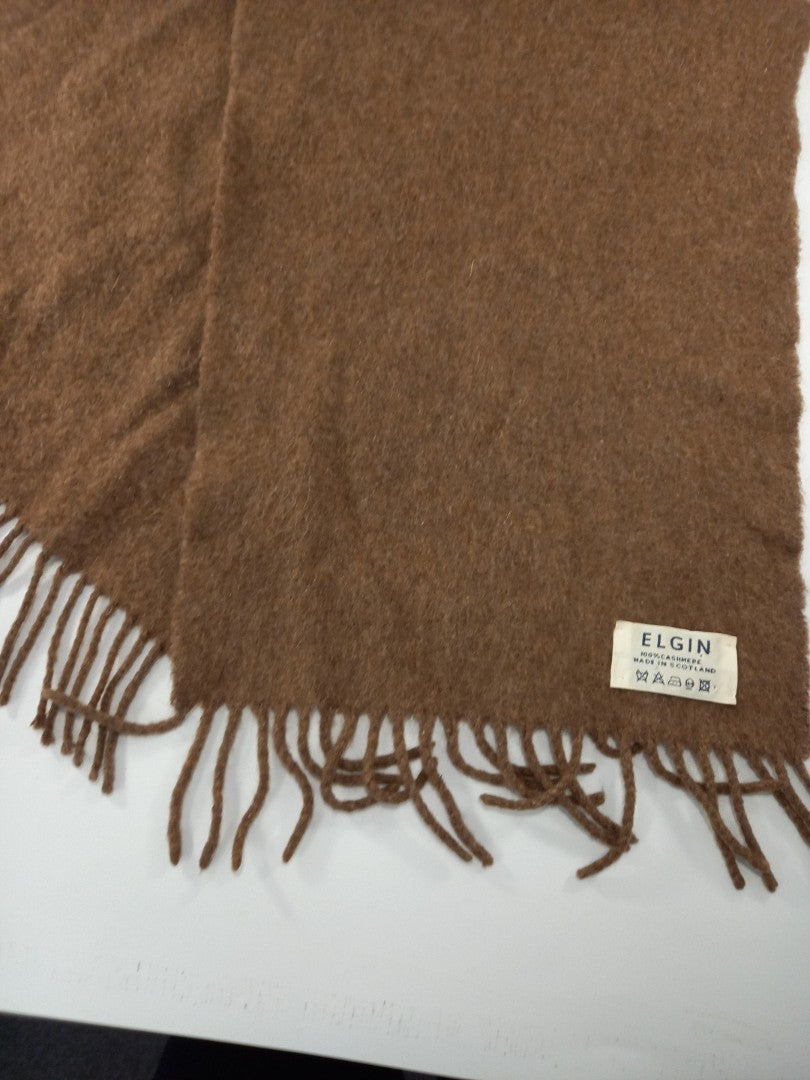 elgin 100% cashmere scarf scotland brown johnstons wrap