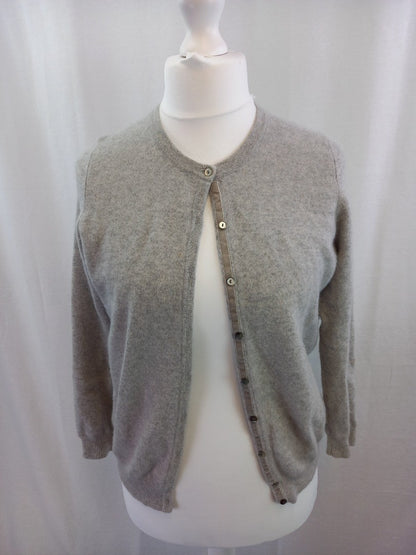 marks and spencer grey cashmere cardigan 16 round neck