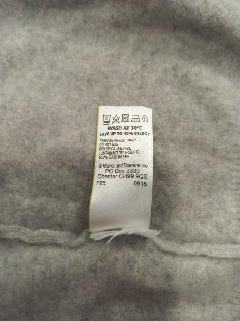 marks and spencer grey cashmere cardigan 16 round neck