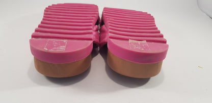 Adesso Pink Leather Slip On Sandals Size 3.5 Euro 36 Nearly New