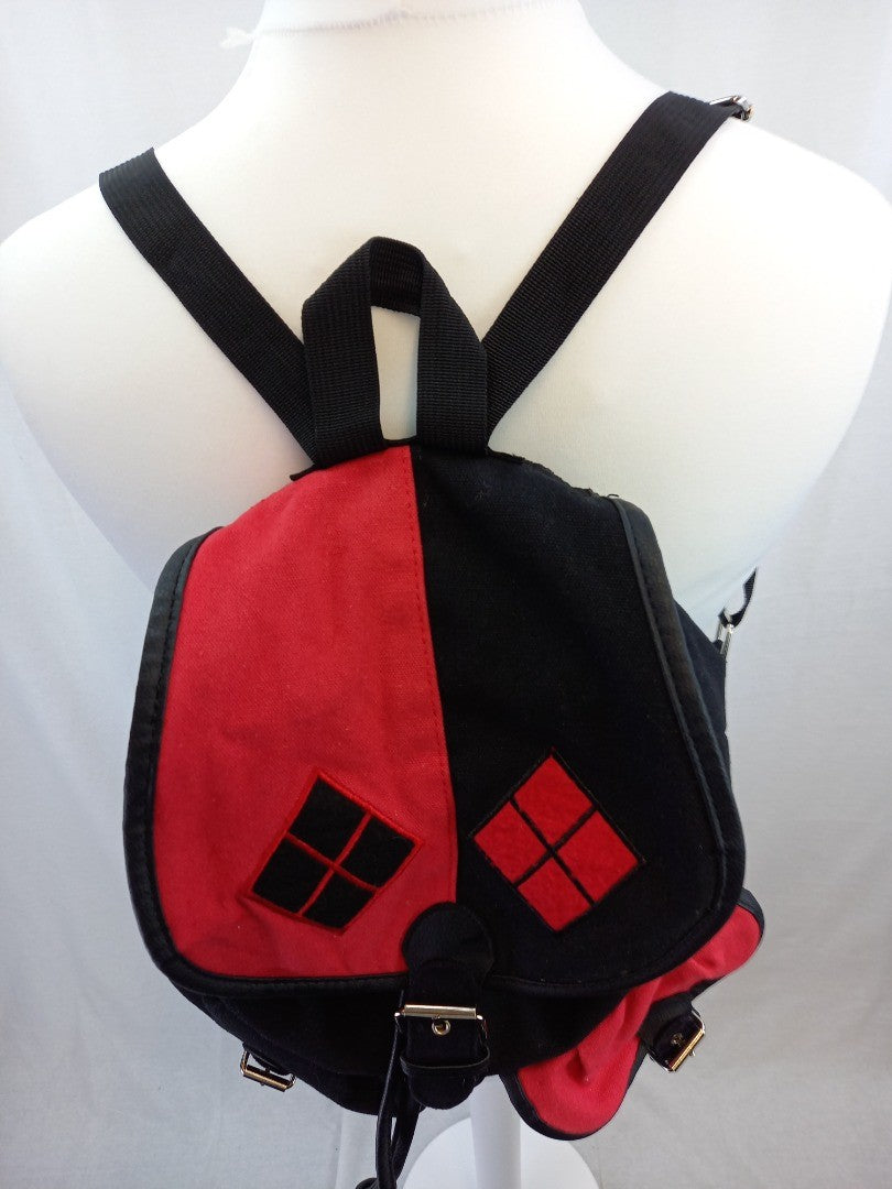 dc comic harley quinn bag backpack black red white