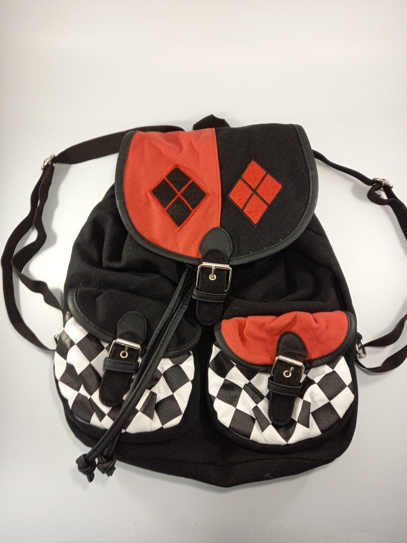 dc comic harley quinn bag backpack black red white