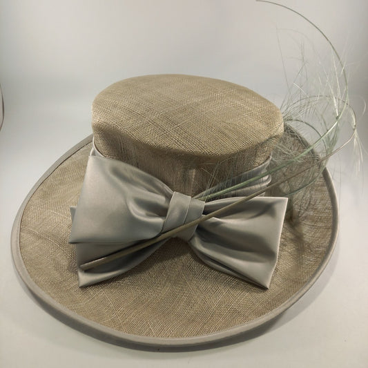 Jane Anne Design Occasion Wedding Hat Grey with Feather Detailing Good Condition